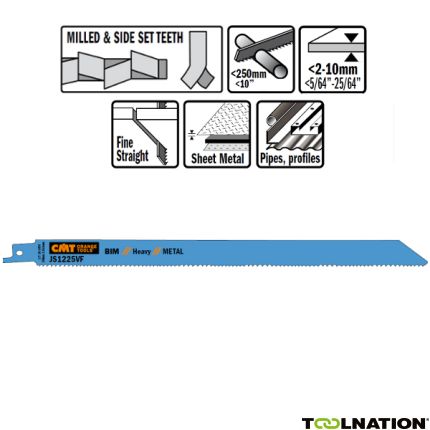 CMT JS1225VF Stichsägeblätter 5 Stück Bi-Metall 300mm x 1.25 x 10-14TPI Anwendung: Bleche (2-10mm); dünn- und dickwandige Rohre und Profile; Abbrucharbeiten in Metall. - 1