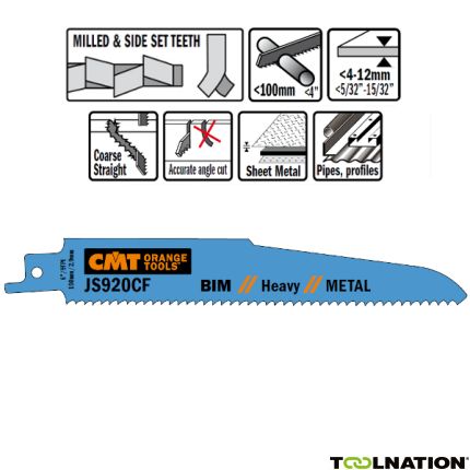 CMT JS920CF Stichsägeblätter 5 Stück Bi-Metall 150mm x 1.6 x 9TPI Anwendung: Dicke Bleche (4-12mm); Vollrohre und Profile; Hohlrohre; gefährliche Abbrucharbeiten. - 1