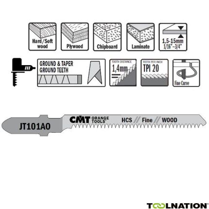 CMT JT101AO-5 Stichsägeblätter HCS T-Cut Wood 5 Stück - 1