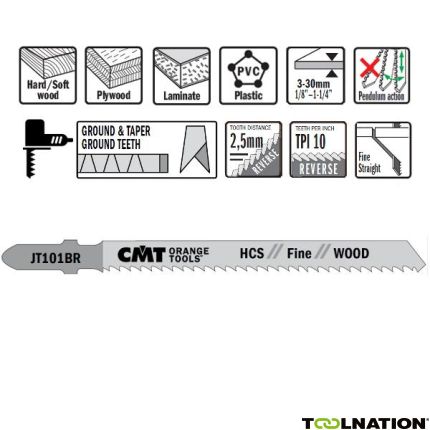 CMT JT101BR-5 Stichsägeblätter HCS T-Cut Wood 5 Stück - 1