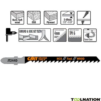 CMT JT244D-5 Stichsägeblätter HCS T-Cut Wood 5 Stück - 1