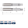 Rotec 3061020 HSS Handgewindeschneidsatz 2 Stück DIN 2181 BSF 7/16-18 - 1